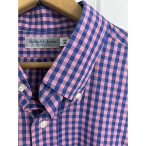 Bullock & Jones Regular Fit Pink Blue Check Cotton Men's Dress Shirt XL 34/35